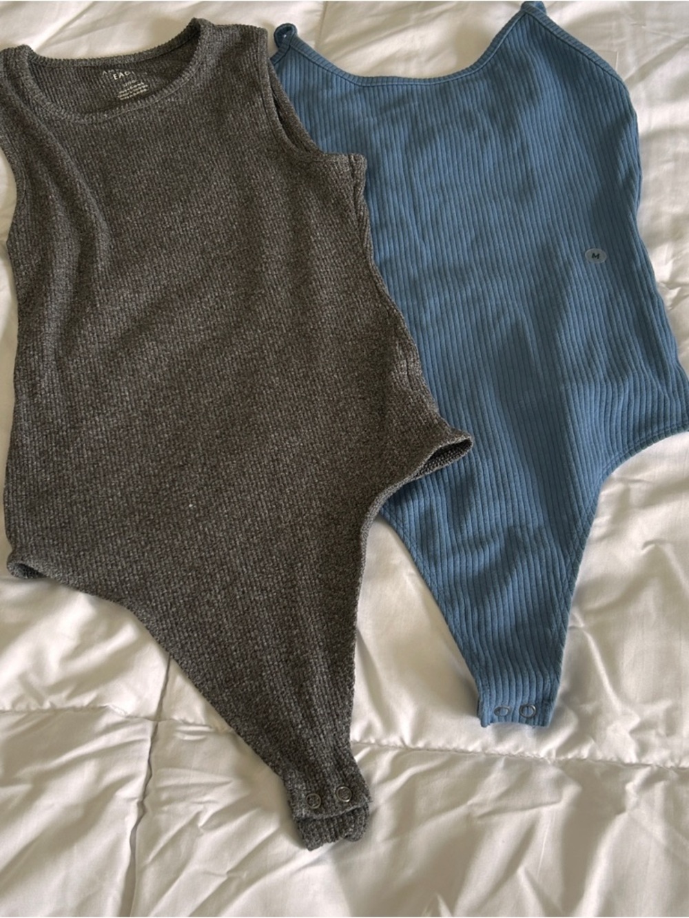 2 for $14 American Eagle Ribbed Bodysuits - Gray & Dusty Blue Small Medium